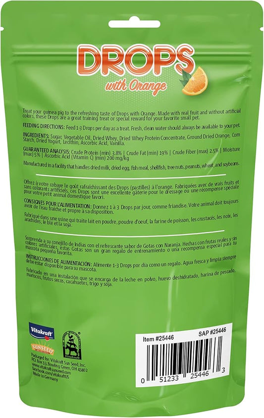 Vitakraft Drops with Orange Flavor Guinea Pig Treats 5.3 oz Bag Delicious Yogurt Enriched Snacks with Vitamin C Essential Nutrients and Wholesome Nourishment for Small Pets