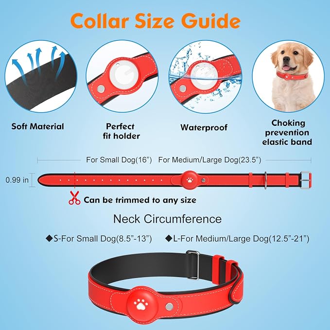 2-in-1 GPS Tracker for Dogs: Smart Pet Collar with Real-Time Tracking,No Monthly Fee/Subscription (iOS Only) Waterproof, Anti-Lost,365-Day Long Battery Life GPS Tracker Dog Collar(Tracker Included)