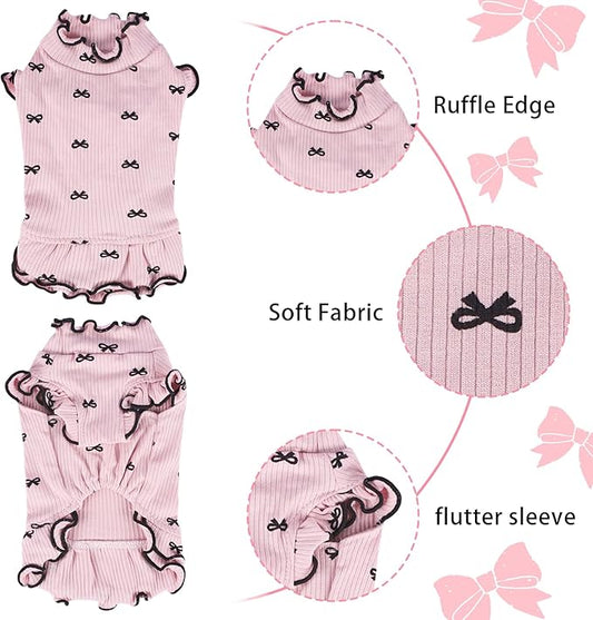 Small Dog Clothes Extra Small Dogs Spring Summer Dress Cute Soft and Breathable Outfits for Female Chihuahua Shih Tzu Yorkshire Puppy Cats (Pink Dress, Small)