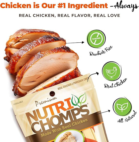 NutriChomps Dog Chews, 6-inch Twists, Easy to Digest, Rawhide-Free Dog Treats, 4 Count, Real Chicken flavor