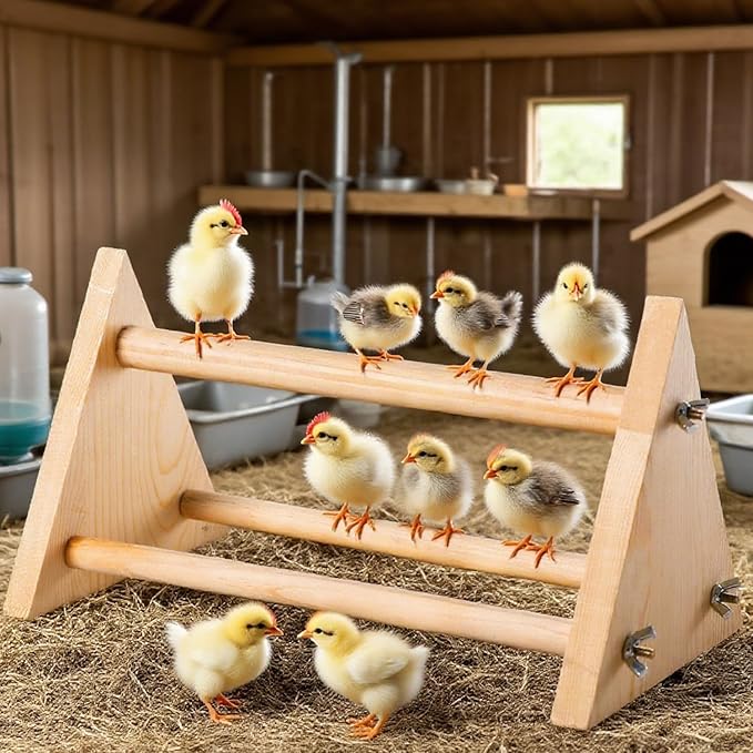 Chicken Perch for Coop -size13 L x 5.9" W x 6.5" H- Heavy Duty Poultry Roosting Bar with Natural Pine Wood-Durable Chicken Coop Accessories,Chick Perch Training Toys for Bird Baby Chicks Parrot