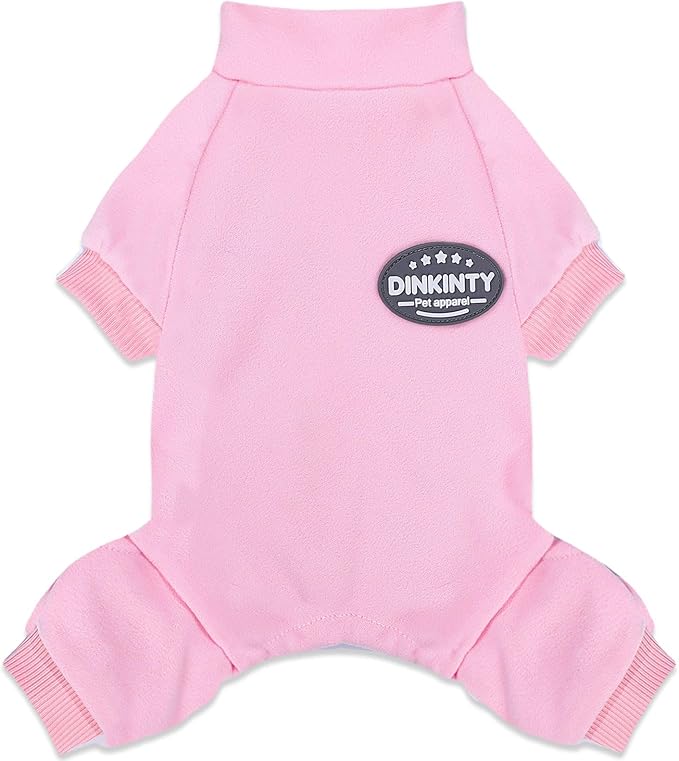 Fleece Dog Pajamas Dog Sweater for Small Dogs Girl Boy Winter Warm Soft Puppy Pjs Stretchy Jumpsuit Doggie Pet Clothes Outfits XXS~L (Pink, Medium)