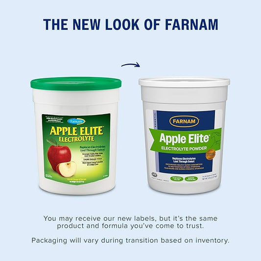 Farnam Apple Elite Horse Electrolytes Powder Supplement, Replaces Vital Minerals, Encourages Hydration, Sugar-Free, Contains Sodium, Potassium, Calcium & Magnesium, Apple Flavored, 5 lb