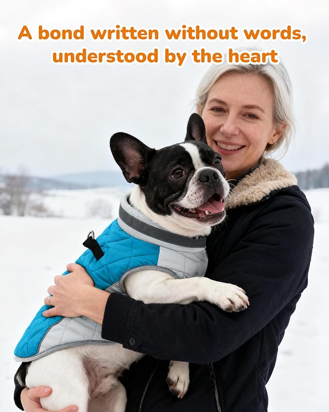 Dog Winter Coat for Large Dogs, Adjustable Puppy Warm Jackets in Cold Weather, Reflective Pet Fleece Vest with External Attachment Points, ZippeBlue Cold-Weather Dog Winter Clothes, L Blue