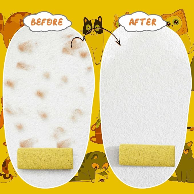 6 Pcs Abbyike Pet Hair Remover Rock Pumice Stone for Dog Cat Hair Pet Removal Cleaning Fur Removal Block Tool Scraper for Car, Carpet, Couch, Beding, Fufmiture Cleaning (5.3 x 2 x 1.4 Inch,Yellow)