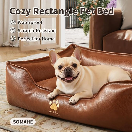 Orthopedic Dog Beds for Small Medium Dogs, Waterproof Pet Bed with Sides, Durable Pet Bed Puppy Bed with Anti-Slip Bottom 24 × 18 × 9 inch Grey