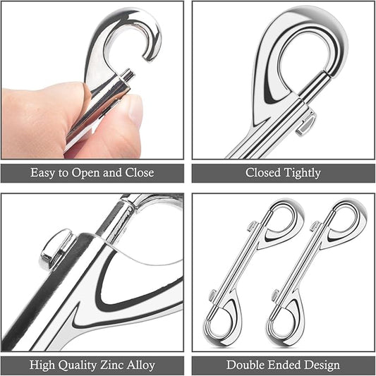 ERKOON 15 Pack Double Ended Bolt Snap Hooks Extra Large 4.7inch Zinc Alloy Mental Clips Heavy-Duty Trigger Snaps for Horse Tack Water Bucket Feed Bucket Dog Leash Horse Pet Sling, 220LBS Load Capacity