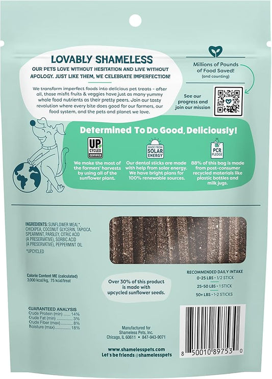Shameless Pets Triple Mint Dental Chews for Dogs, 8 Chews - Natural Dog Teeth Cleaning Treats with Fresh Breath Benefits | Grain-Free Dental Sticks for Small, Medium & Large Dogs