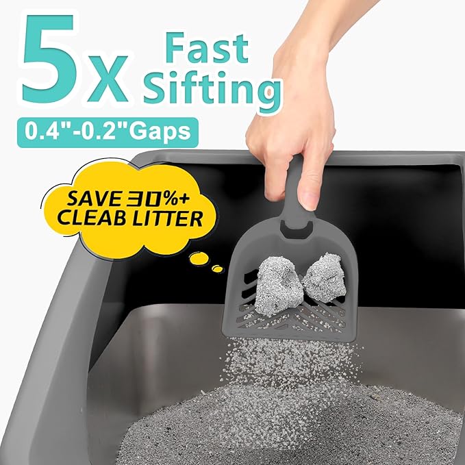 AIPERRO 2 Pack Stainless Steel Litter Box | XL Enclosed Cat Litter Boxes with Lid for Big Cats and Multi-Cats | High Sided, Anti-Urine Leakage | Non-Stick Bottom(Multi-Colored)