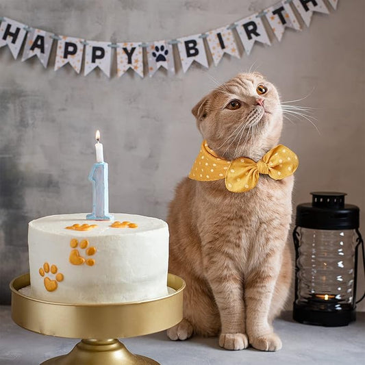 4PCS Spring Dog Bandanas Cat Birthday Cute Soft Cotton Puppy Scarfs Washable Daily Handkerchief Pink Green Blue Orange Comfortable Gifts, Adjustable Accessories for Small Medium Large Girl Boy Pup Pet