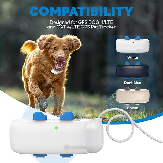 Magnetic Clip Charger for GPS Pet Tracker Compatible with Tractive GPS Location Smart Pet Activity Tracker Replacement Portable Wireless USB Charging Base (White)