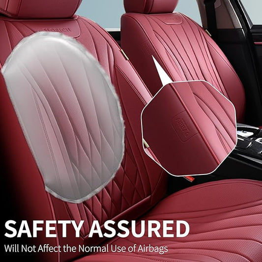 FLORICH Car Seat Covers, Universal Front Seat Covers, 2-Seater Waterproof Nappa Leather Car Seat Covers, Automotive Seat Covers Car Seat Protector Fit for Most Cars - Red