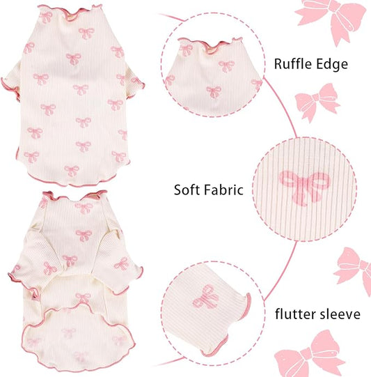 Small Dog Clothes Extra Small Dogs Spring Summer Dress Cute Soft and Breathable Outfits for Female Chihuahua Shih Tzu Yorkshire Puppy Cats (Pink, X-Small)
