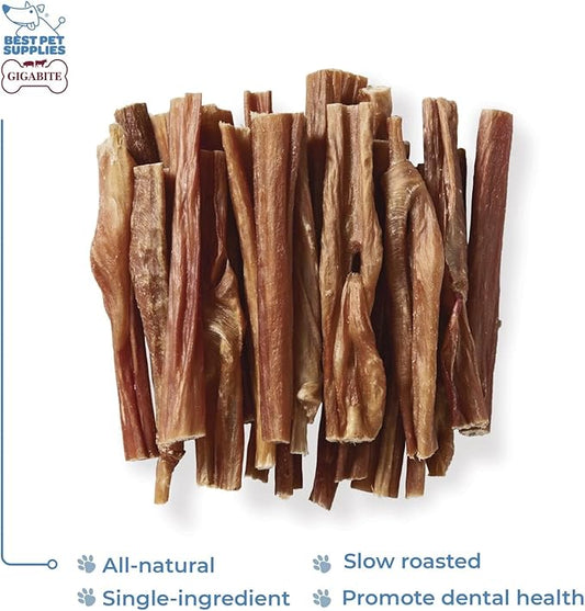 GigaBite Beef Esophagus Dog Treats - Natural Gullet Sticks for Dogs, High Protein Single Ingredient Dog Chews, Rawhide Free Dental Dog Treats for All Dog Breeds - Sticks (6 Inch), Pack of 25