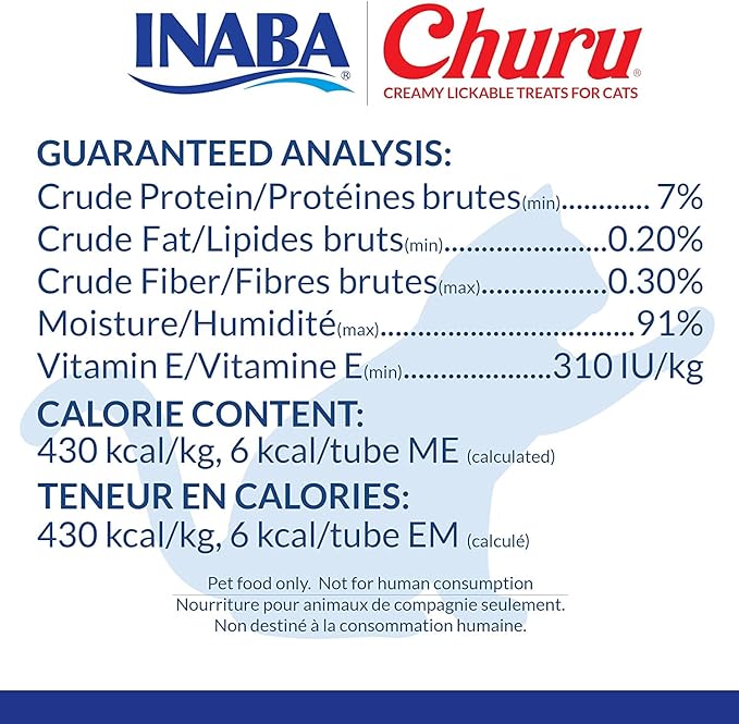 INABA Churu Cat Treats, Grain-Free, Lickable, Squeezable Creamy Purée Cat Treat/Topper with Vitamin E & Taurine, 0.5 Ounces Each Tube, 12 Tubes (4 per Pack), Tuna with Scallop Recipe
