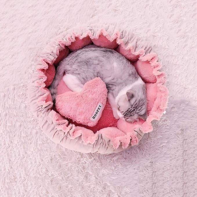 Pet beds, Puppy Cat Litter Warm Sleeping Bed Dual-use Flower Shape Pet Bed,2 Sizes(S)