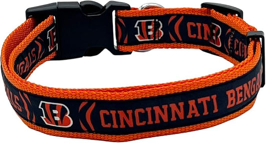 Pets First NFL Cincinnati Bengals Licensed PET COLLAR, Medium - Heavy-Duty, Strong, and Durable Dog Collar. Available in 31 Football Teams and 4 Sizes