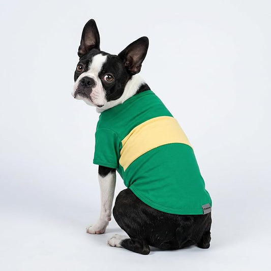 Fitwarm 3 Pack Color Block Striped Dog Shirt, Summer Dog Clothes for Small Dogs, Breathable Lightweight Dog Tshirt, Pet Outfit, Navy Blue, Sea Green, Brown, XXL