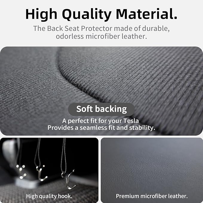 2Pcs for Tesla Model 3/Y 2017-2026 Juniper/Highland(Not for Standard), Leather Seat Back Kick Protectors Accessories, Kids Mats Waterproof Pet Covers