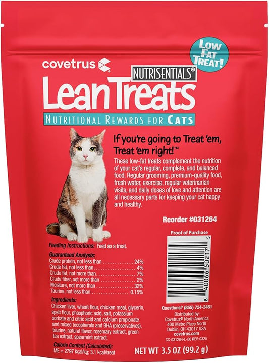 Covetrus Nutrisential Lean Treats for Cats, Low Fat Chicken Flavor, Small, Medium, Large, 1 Pack, 3.5oz