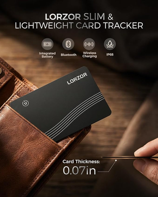 Wallet Tracker Card (iOS Only) Apple MFi Certified Slim Tracking Card, Rechargeable Bluetooth AirTag Smart Card for Apple Find My, GPS Item Finder IP68 Waterproof Locator for Keys, Pets, Luggage