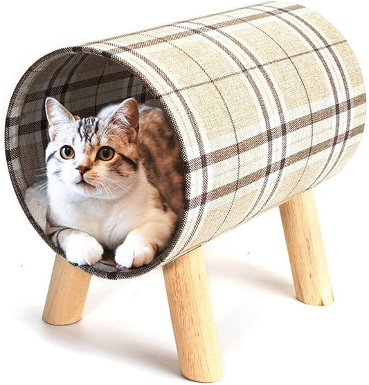 Pet Beds,Cylindrical cat Bed, Tunnel cat Bed, Removable and Washable Cotton pad, Summer cat Litter, Summer cat Supplies, pet Bed, cat Hammock on high Stand, All Seasons
