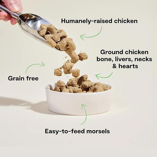 Open Farm, Freeze Dried Raw Dog Food, Morsels with 95% Meat, Organs & Bone, Organic Produce & Superfoods, Complete Meal or Freeze Dried Dog Food Topper, Chicken Recipe, 31.5oz Bag