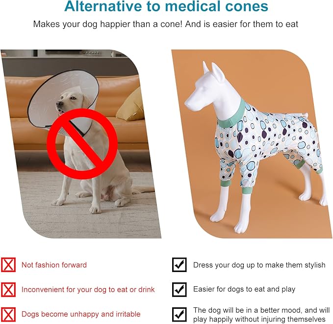 LovinPet Pitbull Large Dog Clothes, Wound Care/Post Surgery Dog Clothes, Lost World Dinosaurs Print, UV Protection, Pet Anxiety Relief, Large Dog Onesies, Pitbull Clothes, Grey M
