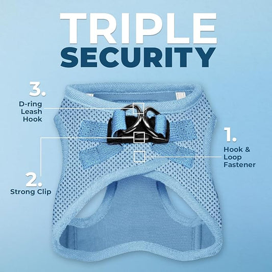 Best Pet Supplies Voyager Step-in Air Harness - All Weather Mesh, Reflective, No Pull Harness for Dogs, Cats - Secure with Hook & Loop Fastener, Buckle, Double D-Rings - Baby Blue, M
