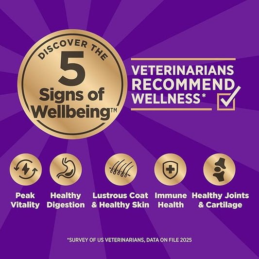 Wellness CORE+ Adult Dry Dog Food with Freeze Dried Pieces, Grain Free Kibble+, Natural, High Protein, Wild Game Duck, Lamb, Boar, and Rabbit Recipe, 4 lb Bag