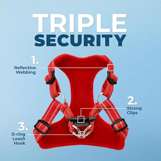 Best Pet Supplies Voyager Adjustable Step-in Flex Breathable Mesh Dog Harness for Small Medium Large Dogs Leash Set (Red), XS