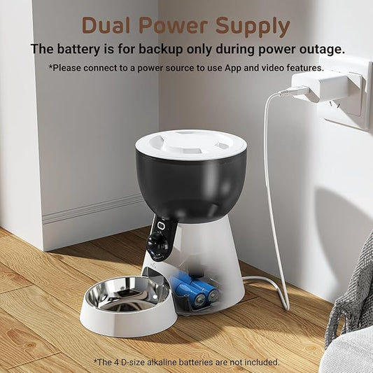 iPettie F4-C Smart Automatic Pet Feeder with 160° Wide-Angle Camera, 5G WiFi Connectivity, 2K HD, Motion & Sound Detection, 2-Way Voice Interaction, Night Vision, Stainless Steel Food Dispenser
