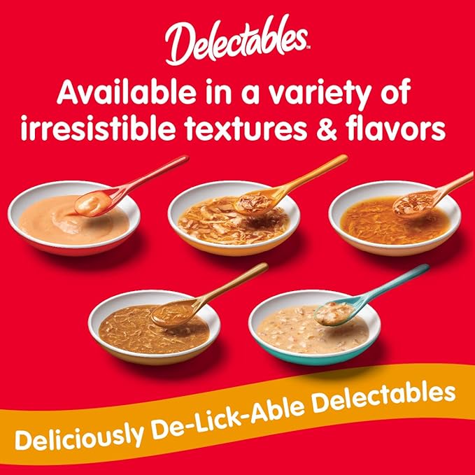 Delectables Lickable Treat Bisque Wet Cat Treat Variety, Food Topper, Hydrating, Grain-Free, No Fillers, By-Products, Added Preservatives, 1.4oz Pouch 36ct