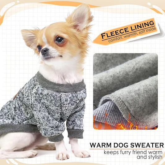 2 Pack 3.6-5.5lbs Dog Sweaters for Small Dogs Winter Dog Clothes Male Fleece Pet Sweaters Warm Thick Puppy Outfit Small Dog Sweater for Boy Girl Dogs Yorkie, Chihuahua, Pug, XS,Grey Navy