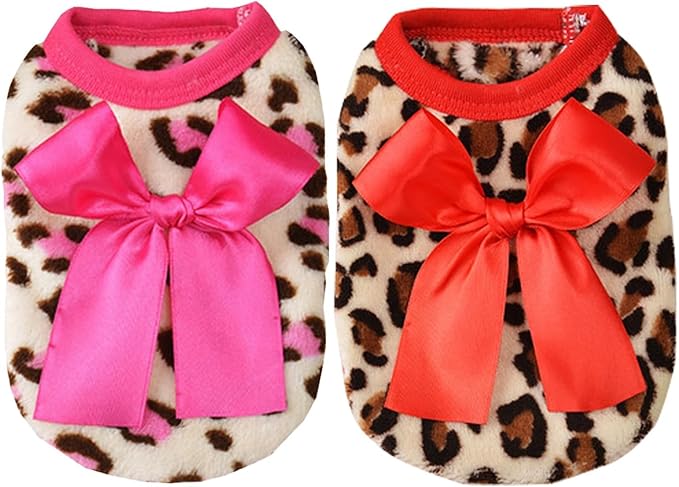 2 Pack Small Dog Sweaters Chihuahua Fleece Clothes XXS~S Dog Clothes for Teacup Yorkie Dogs Winter Warm Puppy Sweaters Boys Girls Tiny Puppies Extra Small Breed Custume (Pink+RED, Small)