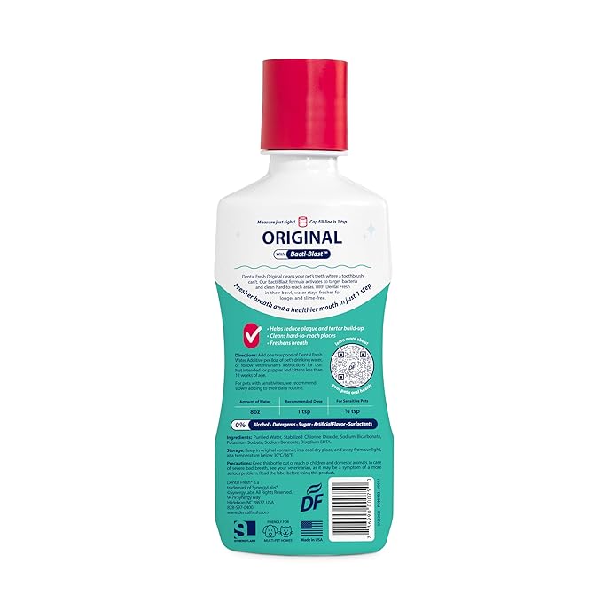 Dental Fresh Water Additive for Dogs and Cats, Clean Teeth and Fresh Breath, Daily Pet Oral Care Just Add to Water, Flavorless, 8 fl oz