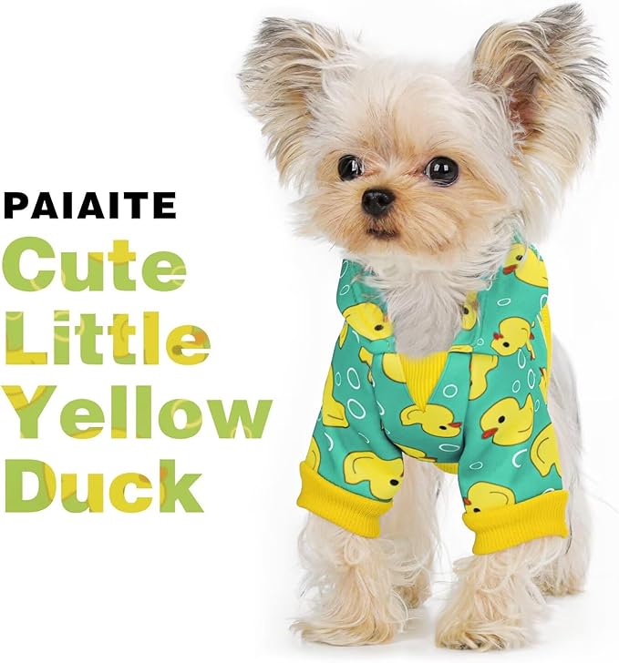 Yellow Duck Pattern Dog Hoodie Sweatshirt:Stylish with Hat, Crafted from Premium and Warm Winter Coat Clothes, Soft Materials for Superior Comfort.Perfect for Cold-Weather Walks.Yellow 4XL