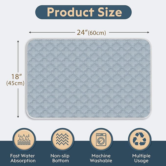 FunFurry Washable Pee Pads for Dogs - 4 Pack Reusable Pee Pads,Waterproof Puppy Pads,Pet Training Pads,Super Absorbent with Dog Paw Shape Non-Slip Backing (Light Grey, 18" X 24" - 4 Pack)
