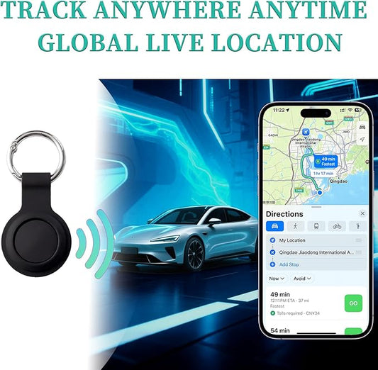 2 Pack GPS Tracker and 2 Keychains for Vehicles Work with Find My (iOS Only) Real Time Hidden Mini Car Locator Tracking Global Coverage Device No Monthly Fee or Subscription No SIM Card Required