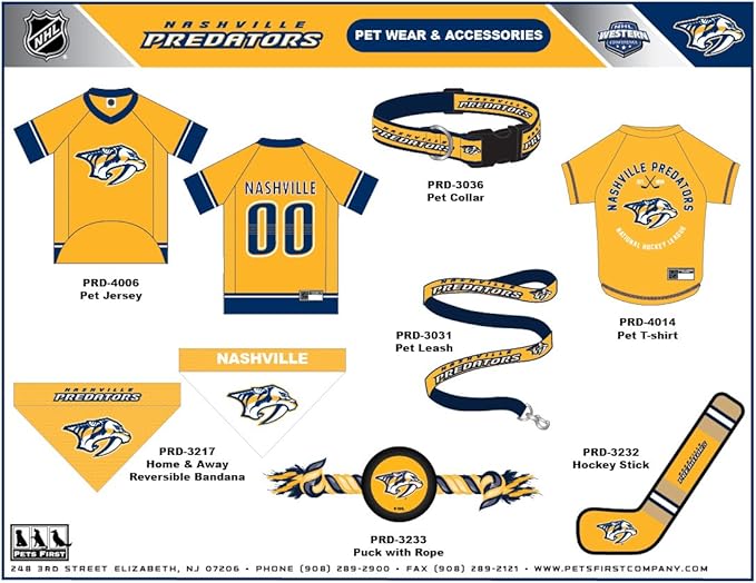 Pets First NHL Nashville Predators Collar for Dogs & Cats, Medium. - Adjustable, Cute & Stylish! The Ultimate Hockey Fan Collar! (Pack of 2)