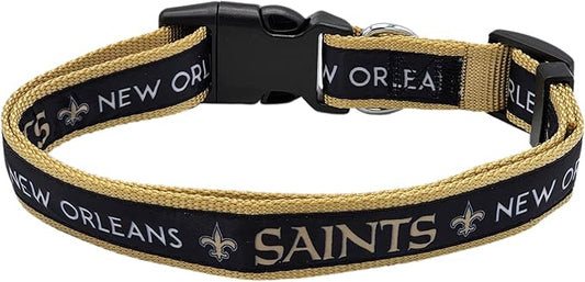 Pets First NFL New Orleans Saints Licensed PET COLLAR, Small - Heavy-Duty, Strong, and Durable Dog Collar. Available in 31 Football Teams and 4 Sizes
