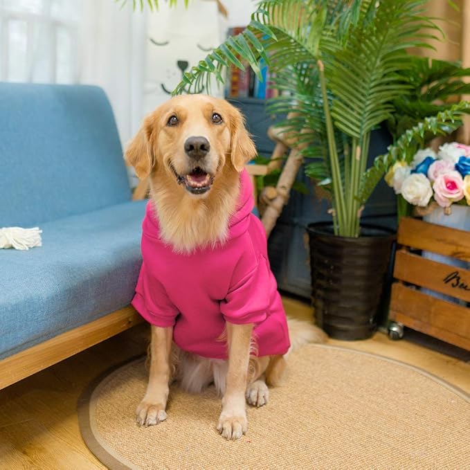 KOOLTAIL Dog Hoodie for Large Medium Small Dogs, Soft&Warm Pet Sweater with Leash Hole and Pocket Boy Girl,Puppy Fall Winter Jacket Clothes,French Pitbull Cold Weather Coat Sweatshirt,Deep Pink XL