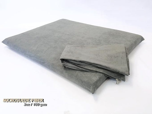 Luxurious Comfort Solid Pad Memory Foam Pet Dog Bed with Inner Waterproof Case and External Cover for Medium and Large Dogs + Free 2nd Cover (Complete Bed - 45"x27"x3", Suede - Gray)