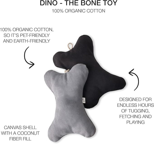 Pet Passion 2-Pack Stuffed Bones Dog Toys Durable Cotton Canvas with Coconut Fill for All Pet Breeds, Gray Ombre, One Size