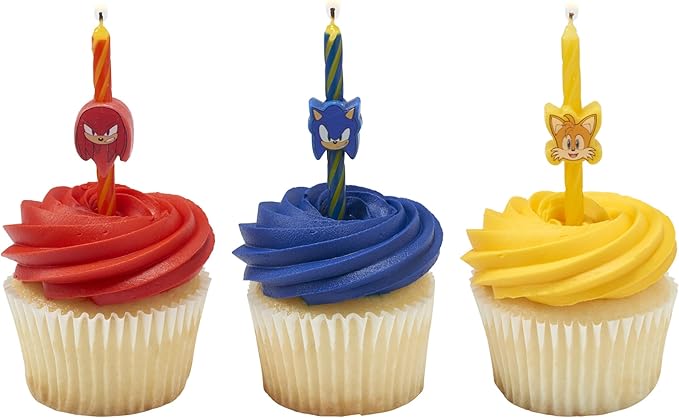 Sonic The Hedgehog Cake Candles | 6 Birthday Cake Candles Featuring Sonic, Knuckles, & Tails, for Sonic Party
