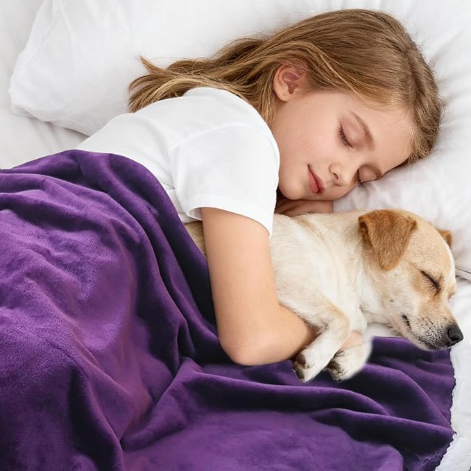 Waterproof Dog Blanket for Small Dog – Double Sided Washable Cat Puppy Blanket, Soft, Warm, Pet Throw Essentials, Purple White M(40×28)"