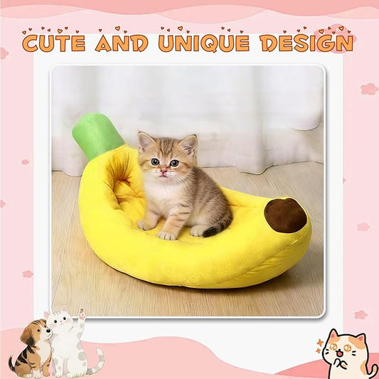 Rabbit Bed Warm Small Dog Cat Sleeping Carrot Banana Beds Bunny Bed Guinea Pig Hideout Bed Thick Soft with Removable Mat,Machine Washable Guinea Pig Cushion (Banana(18.5 * 11.02 * 3.94))