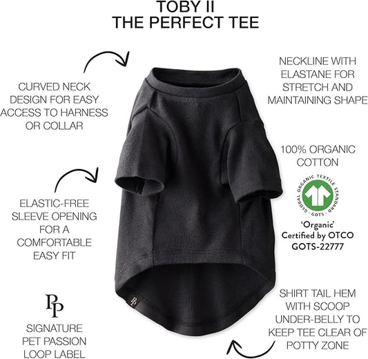 Pet Passion Toby II - The Perfect Tee, 3 Pack Short Sleeve Pet T-Shirt 100% Organic Cotton Tees Clothes for Small, Medium, Large Dogs, Gray Ombre, Large (40-60 lbs)