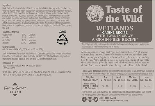 Taste of the Wild Wetlands Canine Recipe with Fowl in Gravy Canned Dog Food, 13.2-oz, Case of 12