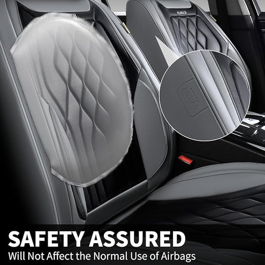 FLORICH Front Seat Covers, Leather Car Seat Protector, Waterproof Seat Covers for Cars, Black Seat Covers Universal Fit for Cars, Trucks, SUVs - Gray&Black